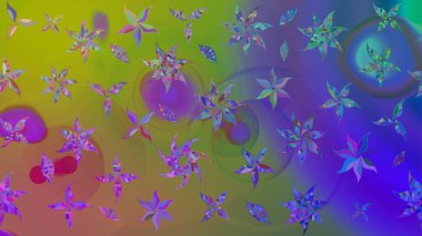 Raster illüstrasyonu. Mor renkli çiçekler. Tropikal çizim çiçek deseni.