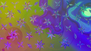 Raster resim. Çiçek desenli çiçek ve yaprakları ile. Sevimli küçük çiçek desenle.