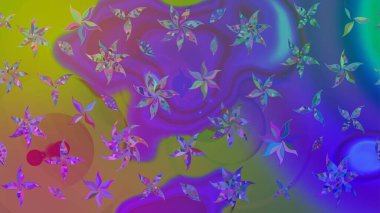 Küçük çiçekteki sevimli çiçek deseni. Varicoloet raster çizimi. Birçok menekşe soyut çiçekli tropikal çizim deseni.