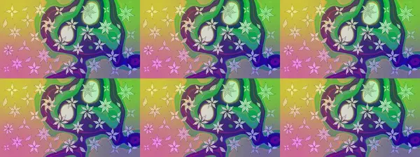 Küçük çiçekteki sevimli çiçek deseni. Yeşil renkte çiçekler.