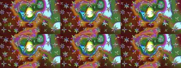 Raster illüstrasyonu. Kahverengi renkli çiçekler. Tropikal çizim çiçek deseni.