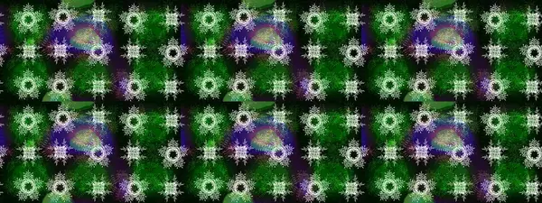 Yeşil, gri ve mavi renkte kar tanelerinden oluşan kış deseni. Raster illüstrasyonu. Kış konsepti Düz yatıyordu.