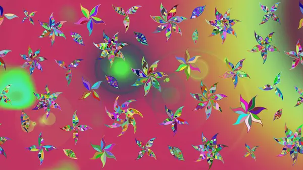 Raster Illustrasyon 'daki Çiçek Deseni' nin son moda çizimi. Pembe renkli çiçekler. Renkli Yaz Temalı eskiz kalıbı. Düz Çiçek Elementleri Tasarımı.