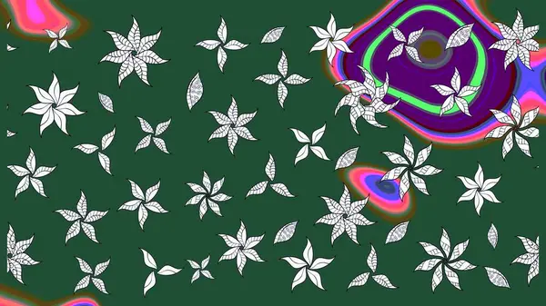 Tomurcukları papatya çiçekleri olan sevimli bir çiçek deseni. Eskiz geçmişi. Raster illüstrasyonu. Kumaş, tekstil, duvar kağıdı baskısı için. Eski usul. Miles Fleur, dandik süs.