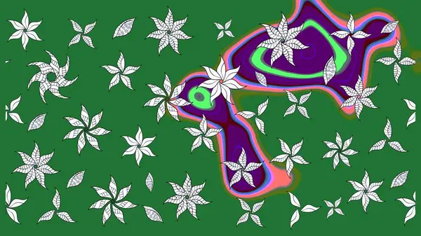 Elle boyanmış suluboya resim çizimleri, çiçekler ve bitkiler. Yeşil renkte çiçekler.