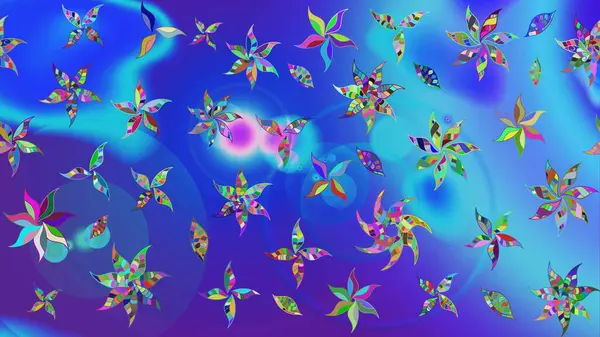 Yapraklı çizim şekli. Davetiye ve kartpostal tasarımı için dekoratif çiçek unsurları. Şirin, zarif çiçekler Raster illüstrasyonu. Poster ya da kapak için arka plan. Tekstil için figür.