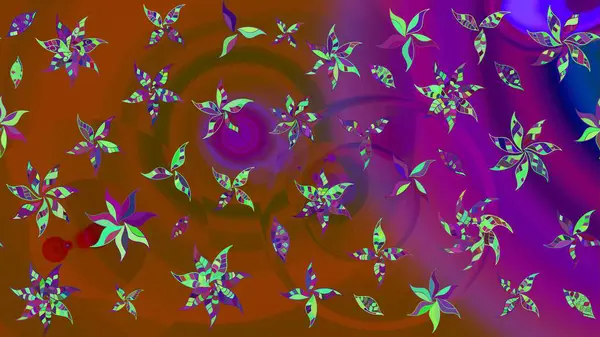 Çiçeksel çizim kalıbının yansıması. Vadinin çiçekleri kahverengi renklerde.