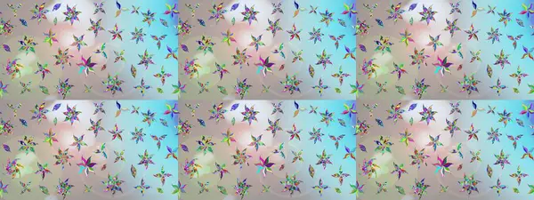 Sevimli çiçek raster deseni. Gri renkli çiçekler. Renkli Bahar Teması eskiz kalıbı. Düz Çiçek Elementleri Tasarımı.