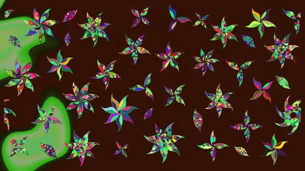 Kahverengi renkli çiçekler. Sevimli çiçek raster deseni. Sketch Colour Spring Theme eskiz kalıbı. Düz Çiçek Elementleri Tasarımı.