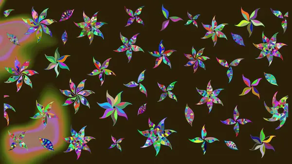 Yaz çiçekleri teması. El çizimi, soyut ve süslü elementler. Suluboya resim taklit Raster çizimi. Klasik çiçekler. Kahverengi renkler.