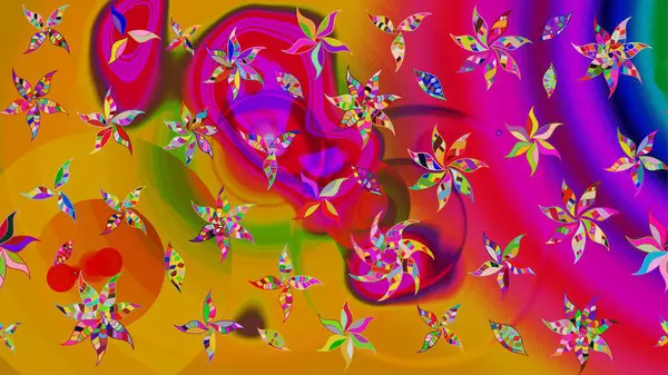 Renkli Bahar Teması eskiz kalıbı. Raster illüstrasyonu. Sarı renkli çiçekler. Düz Çiçek Elementleri Tasarımı. Çiçekli çiçek deseni, suluboya..