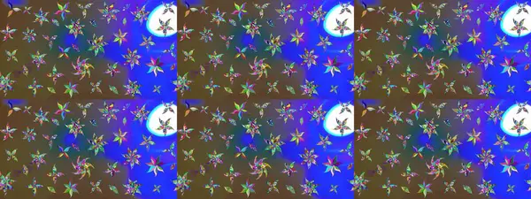 Sevimli çiçek raster deseni. Modaya uygun kumaş deseni. Renkli Yaz Temalı eskiz kalıbı. Düz Çiçek Elementleri Tasarımı.