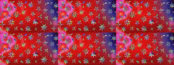 Kırmızı renkte bitkilerden oluşan parlak çiçekli çizim deseni.