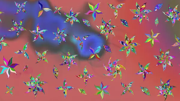 Raster düz çiçek çizim deseni. Pembe renkli çiçekler. Tasarım hediye paketi, tebrik kartları, posterler ve afiş tasarımı.