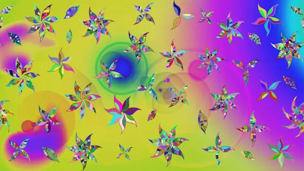 Raster illüstrasyonu. Düz Çiçek Elementleri Tasarımı. Çiçek desenli çizim. Renkli Bahar Teması eskiz kalıbı. Sarı renkli çiçekler. Asya tekstil tarzında.