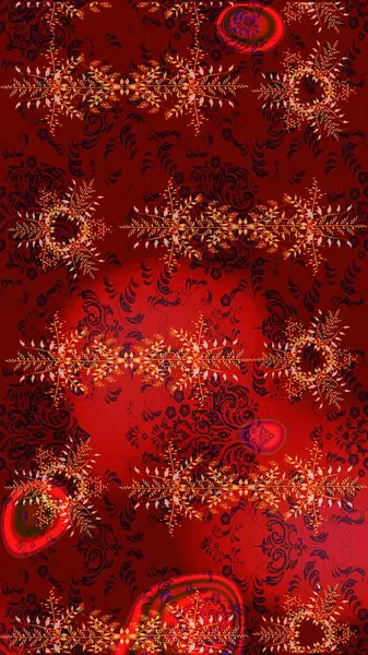 Kar taneleri koleksiyonu. Kırmızı, kahverengi ve siyah kar tanelerinden izole edilmiş. Raster illüstrasyonu. Güzel kış süsleri..