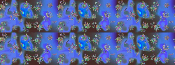 Raster illüstrasyonundaki çiçek desenli çizim. Mavi renkte çiçekler.