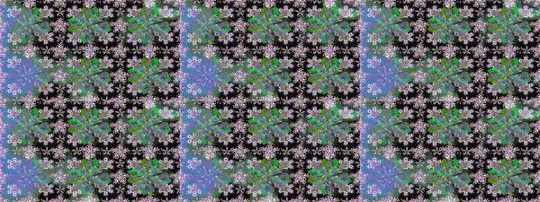 Tropik, dikişsiz çiçek deseni. Raster illüstrasyonu. Yeşil renkte çiçekler.