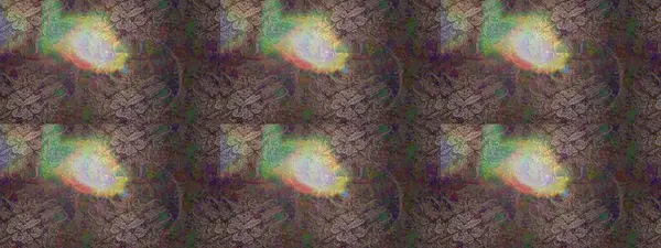 Kahverengi, gri ve yeşil renklere karalamalar çizilmiş çiçek deseni. Raster illüstrasyonu.