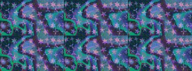 Yapraklı çiçekler ve mavi renkli papatya çiçekleri. Eskiz arkaplan modeli. Raster - stok.