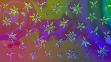 Kahverengi renklerde. Raster illüstrasyonu. 3D çiçekler, çizim.