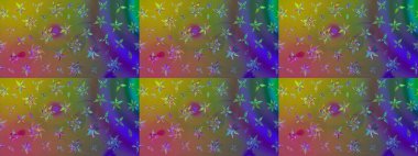 El çizimi çiçekli soyut çizim kalıbı. Yeşil renkli çiçekler. Raster illüstrasyonu.