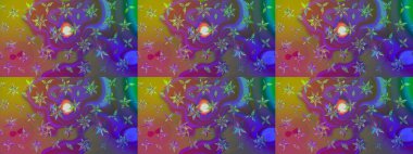 Mor kıvırcık çiçekler mor renkte şekillenir. Raster illüstrasyonu. Klasik çiçek tasarım elementleri.