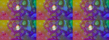 Çiçekli, yapraklı, çiçek desenli eskiz. Raster illüstrasyonu. El çizimi.