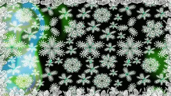 Siyah renklerde dikişsiz çiçek deseni, el yapımı papatyalar, papatyalar. Tekrarlayan çiçek arkaplanı, zarif siyah çiçekler duvar kağıdı..