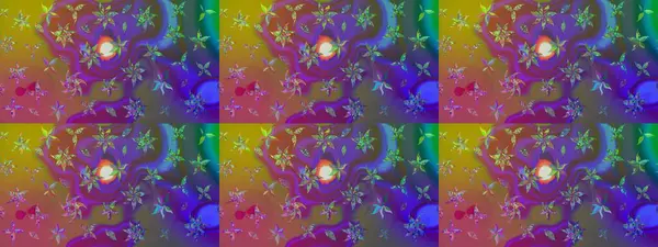 Mor kıvırcık çiçekler mor renkte şekillenir. Raster illüstrasyonu. Klasik çiçek tasarım elementleri.