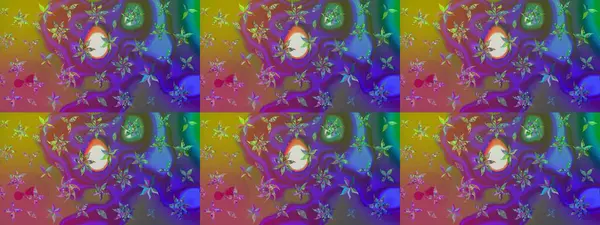 Çiçekli, yapraklı, çiçek desenli eskiz. Raster illüstrasyonu. El çizimi.