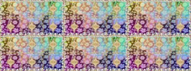 Klasik çiçek dokusu. Kusursuz desenli altın elementler. Kart, duvar kağıdı, ambalaj ve tekstil için klasik tasarım. Tarafsız renklerde Royal retro. Raster illüstrasyonu. Altın şablon.