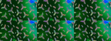 Raster sevimli kar taneleri renkli arka plan üzerinde. Raster resim. Raster kar taneleri desen.