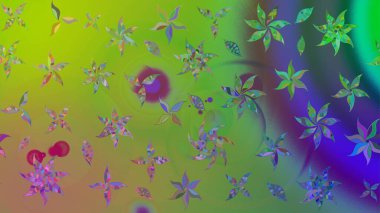 Çiçeksel çizim kalıbının yansıması. Vadinin yeşil renkli çiçekleri.