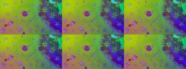 Üzerinde yeşil renkte karalamalar olan çiçek desenleri çiz. Raster illüstrasyonu.