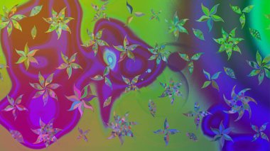 Raster illüstrasyonu. Hint süsü. Renkli süs kenarı. Çizim kalıbı. Çiçek duvar kağıdı. Yeşil renklerde.