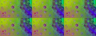 Yeşil renkli Asya tekstili. Suluboya çiçekli çiçek deseni. Raster illüstrasyonu.