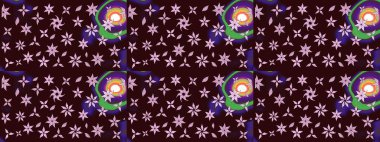 Raster. Kahverengi renkte güzel çiçekler, suluboya desenli eskiz deseni, duvar kağıdı, kart veya kumaş için fayanslı..