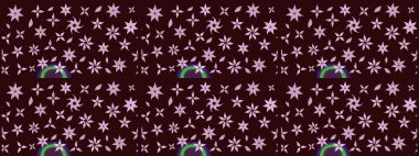 Raster illüstrasyonu. Tekstil veya kitap kapakları, imalat, duvar kağıtları, baskı, hediye paketi ve yapıştırma kitabı için çiçek eskizi geçmişi. Küçük ölçekli çiçeklerdeki basit sevimli desen.