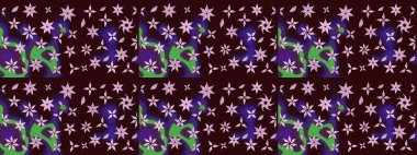 Düz Çiçek Elementleri Tasarımı. Kahverengi renkli çiçekler. Sevimli çiçek raster deseni. Renkli Bahar Teması çizim şablonu.