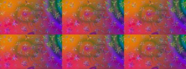 Modern çiçek arkaplanı. Moda baskıları için zarif bir şablon. Parlak renkli çiçekleri ve kahverengi renkli yaprakları olan harika bir çiçek deseni. Halk stili.