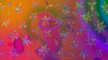 Küçük çiçekte hoş bir çiçek deseni var. Çiçeksel elementlerle süslenmiş zarif raster dokusu. Parlak çiçekli mor renkler üzerine soyut çizim deseni.