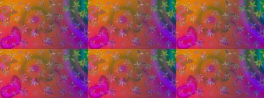 Renkli Yaz Temalı eskiz kalıbı. Güzel kumaş deseni. Raster Illustrasyon 'daki Çiçek Deseni' nin son moda çizimi. Düz Çiçek Elementleri Tasarımı.