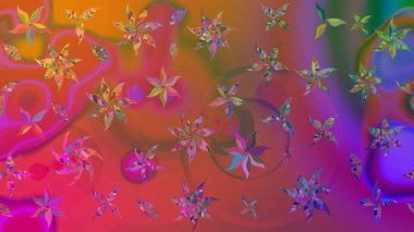 Modern çiçek arkaplanı. Halk tarzı. Parlak renkli çiçekleri ve pembe renkli yaprakları olan harika bir çiçek deseni. Moda baskıları için zarif bir şablon.