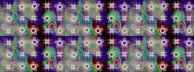 Renkli arka planda izole kar taneleri. Raster illüstrasyonu. Kar taneleri radyal gri, nötr ve mavi renkler.