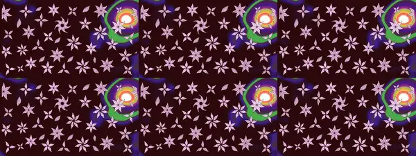 Raster. Kahverengi renkte güzel çiçekler, suluboya desenli eskiz deseni, duvar kağıdı, kart veya kumaş için fayanslı..