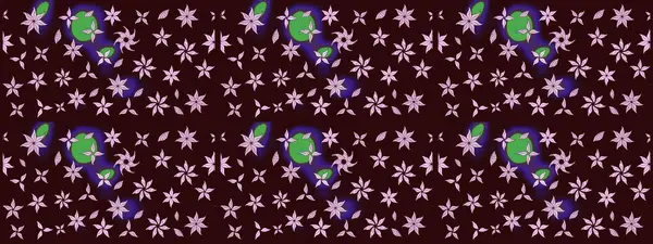 Raster Çiçek İllüstrasyonu 'nun şirin tekstili. Kahverengi renkli etnik çiçeklerle zarif bir eskiz deseni..