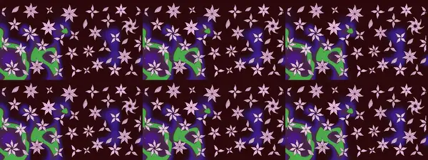 Düz Çiçek Elementleri Tasarımı. Kahverengi renkli çiçekler. Sevimli çiçek raster deseni. Renkli Bahar Teması çizim şablonu.