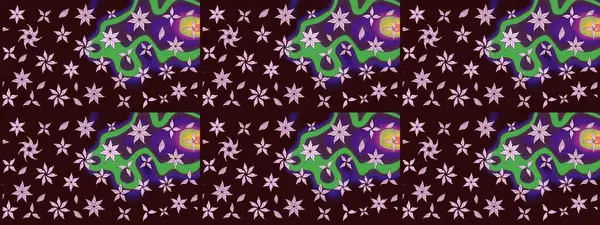 Raster deseni. Organik elementler. Botanik çizim kalıbı. Suluboya etkisi.