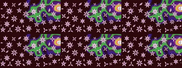 Düz Çiçek Elementleri Tasarımı. Kahverengi renkli çiçekler. Raster illüstrasyonundaki çiçek desenli çizim. Renkli Bahar Teması çizim şablonu.